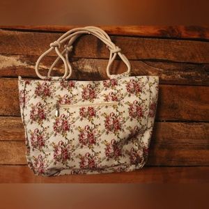 Large canvas floral tote